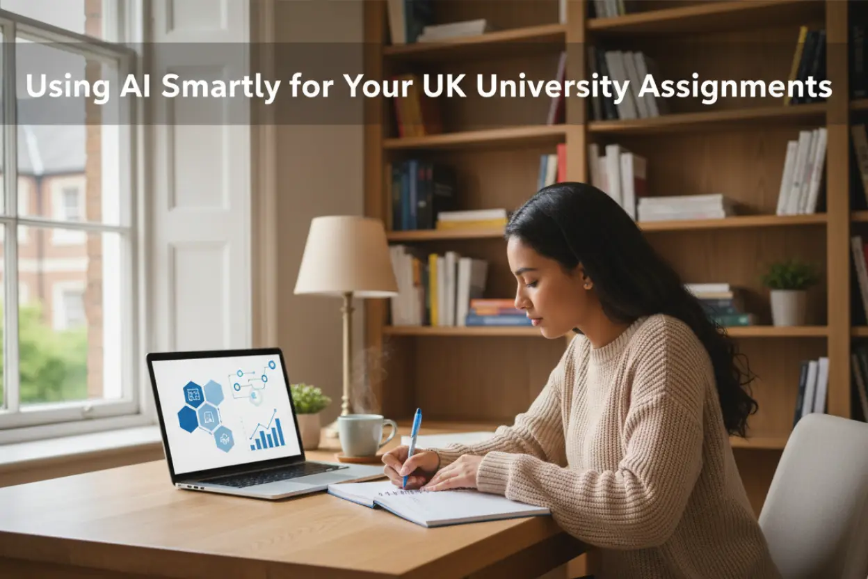 A Girl is Using AI Smartly for Assignments in United Kingdom